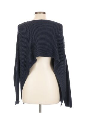French Connection Navy Open-Back Ribbed Poncho Sweater